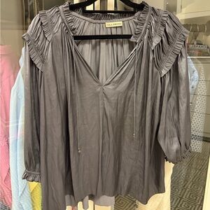 Ulla Johnson Charcoal Blouse with Ruffle Details